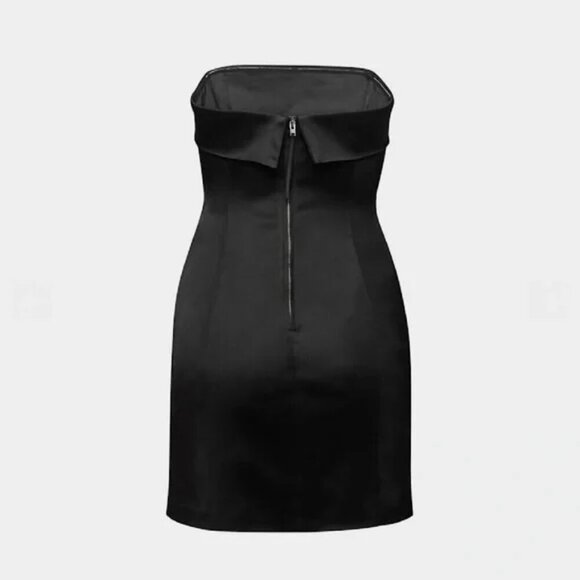 Aritzia Ten by Babaton Shimmer Satin Tube Dress Black Size 12 - Picture 2 of 10